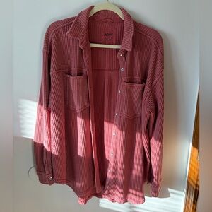 Aerie Rose Waffle Knit Shirt Jacket
